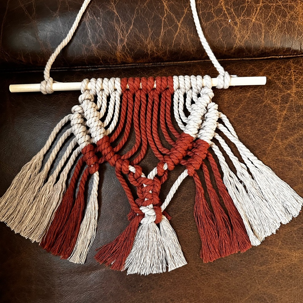 Hand made macramé Boho fashion tan wall hanging decor